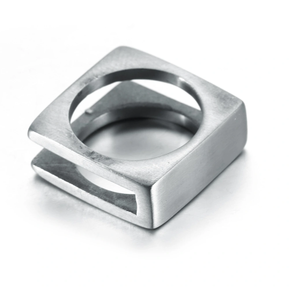 Men's Stylish Stainless Steel Square Hollow Ring