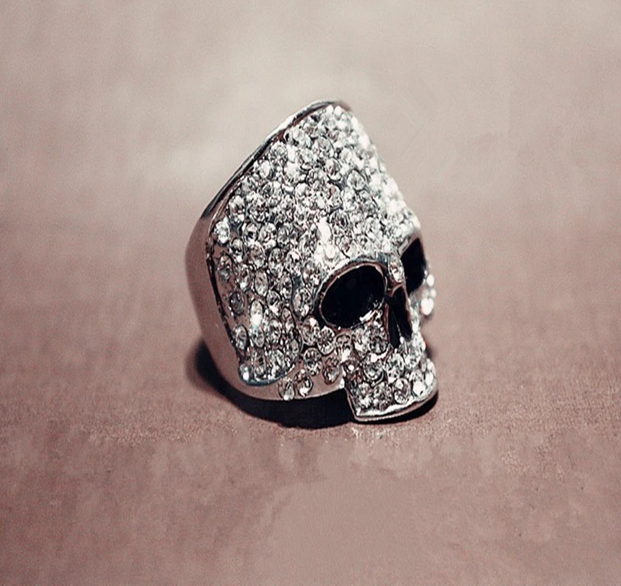 Ghost Head Full Diamond Metal Ring Hip Hop Punk