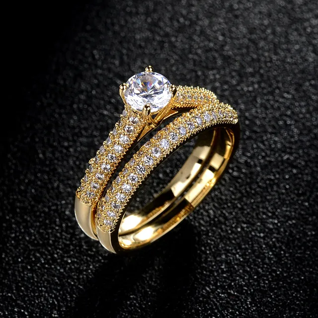 Copper inlaid zircon women's diamond ring