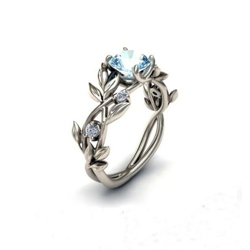 Popular diamond rhinestone crystal leaf ring