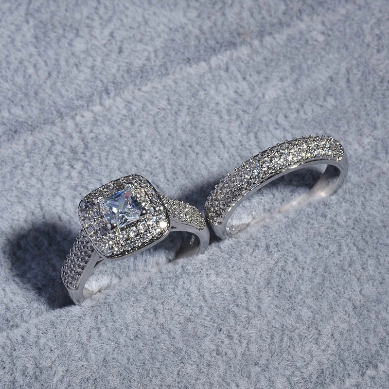 Couple Princess Square Diamond Ring