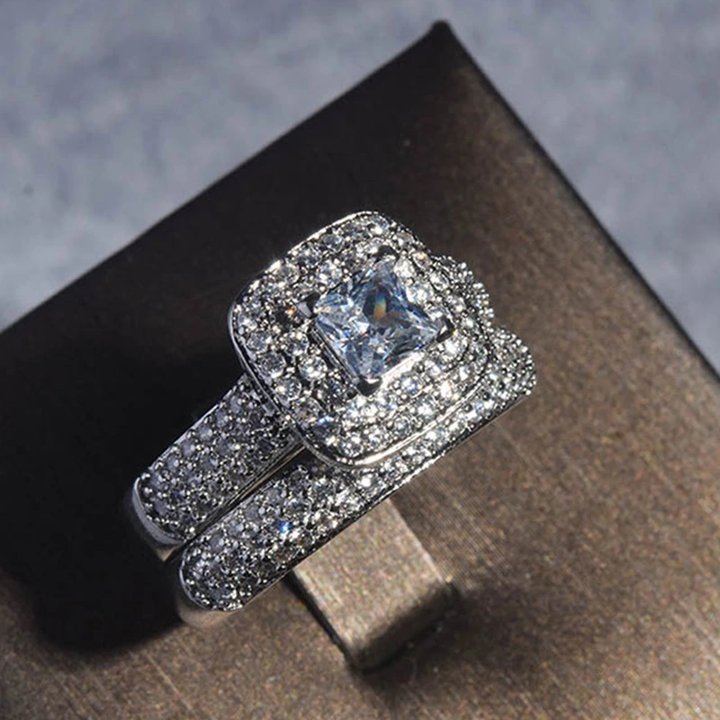 Couple Princess Square Diamond Ring