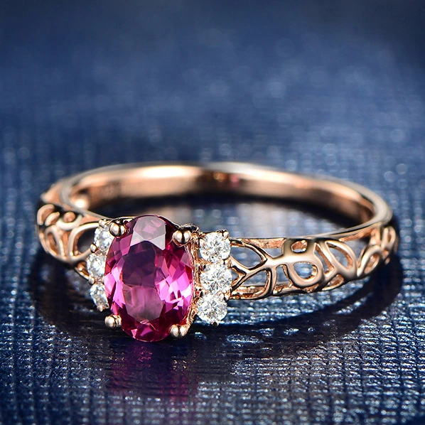 Rose Red Fancy Gem Hollow Ring