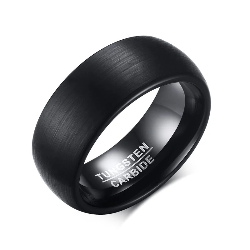 Brushed plating black pure tungsten steel ring