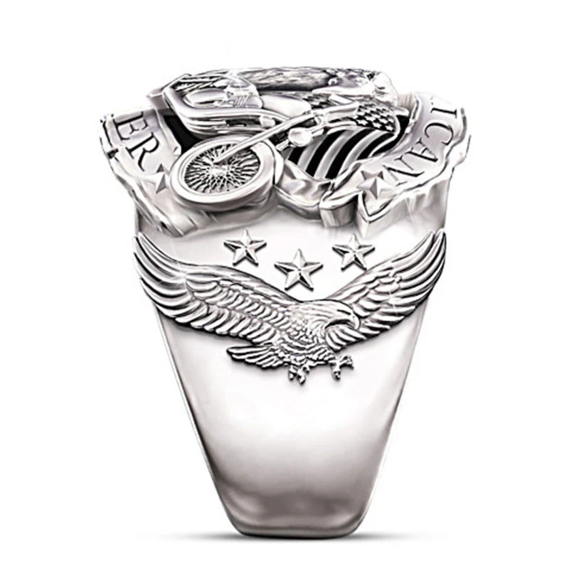 Personalized retro style eagle ring
