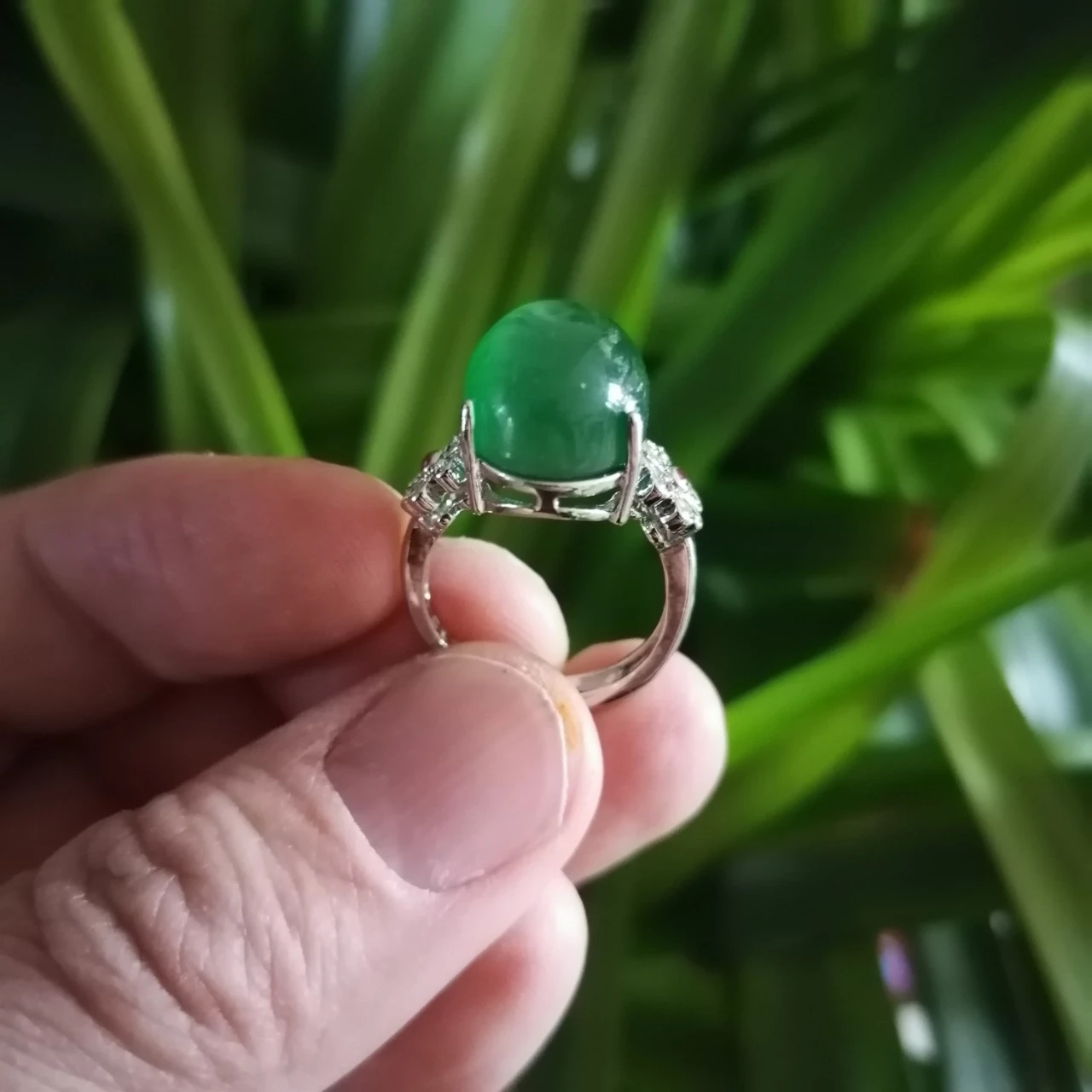 Opal Ring 925 Silver With Emerald Ladies Ring
