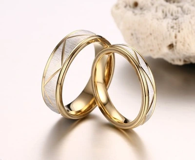 Electroplated golden couple ring