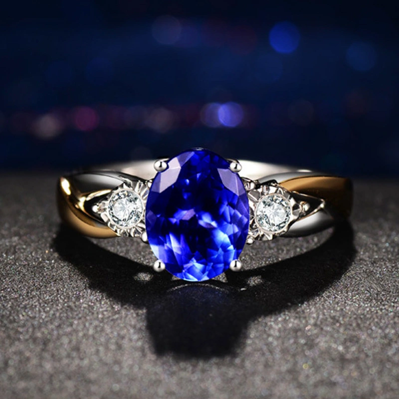 Silver-plated melange sapphire ring