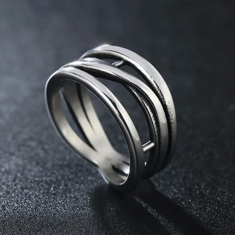 Personality Super Cool Fashion Irregular Line Titanium Steel Ring