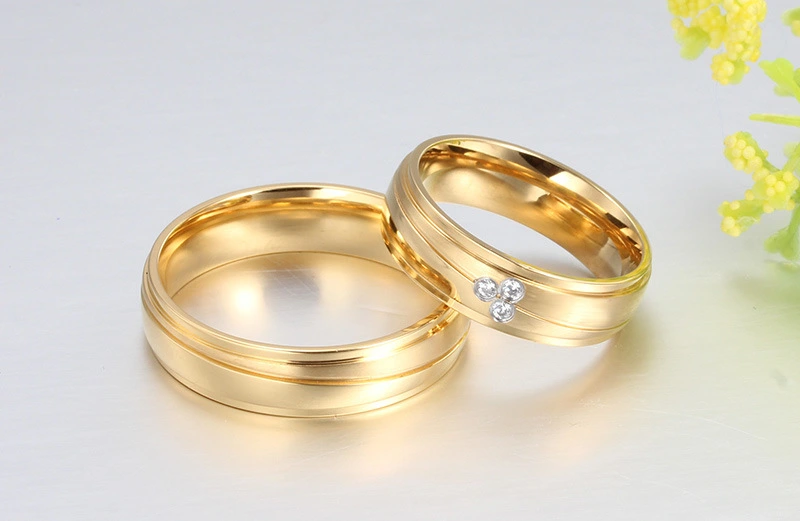 Titanium steel plating gold ring
