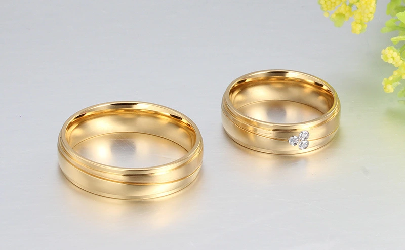 Titanium steel plating gold ring