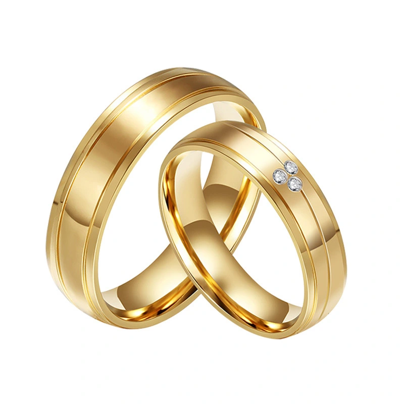 Titanium steel plating gold ring