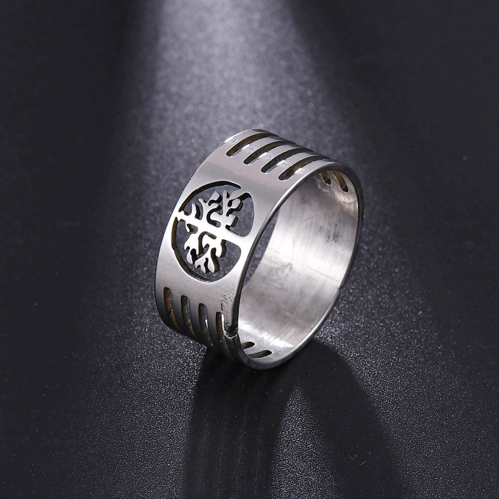 Hollow wish tree stainless steel ring