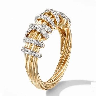 New fashion style geometric lines ladies  simple inlaid small rhinestone alloy ring