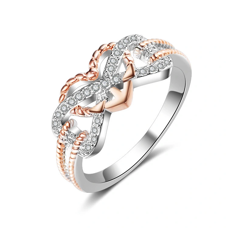 Fashion Heart-shaped Two-tone Rose Gold Ring