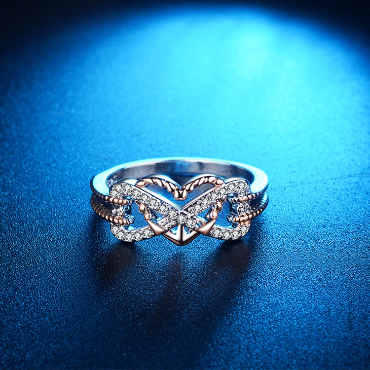 Fashion Heart-shaped Two-tone Rose Gold Ring