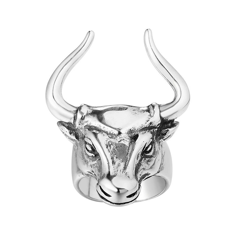 Retro Punk Bull Head Bull Men's Titanium Steel Ring