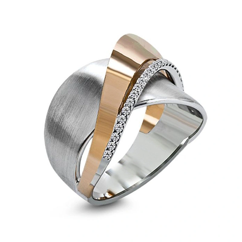 Rose gold two-tone bow cross ring