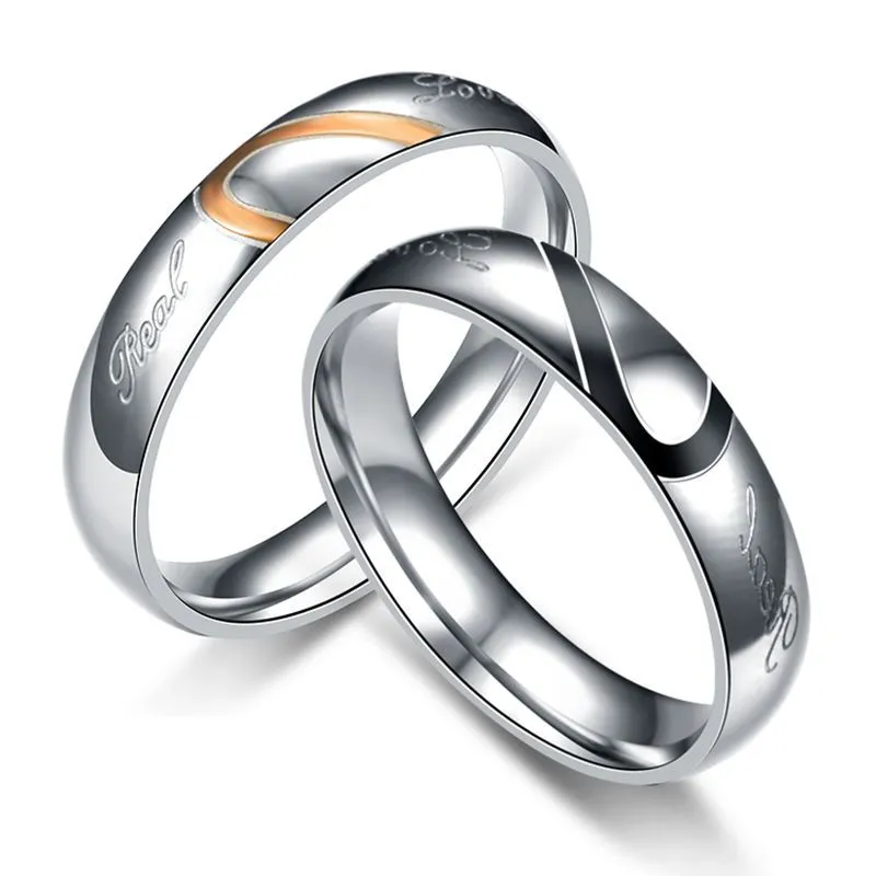 Half peach heart shaped stainless steel ring