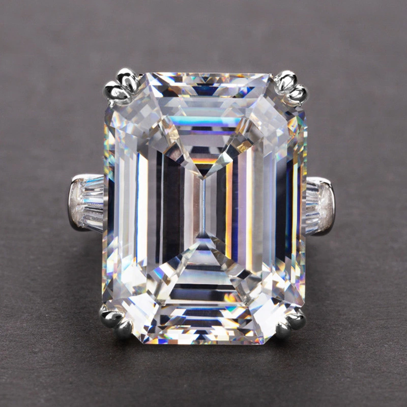 Large rectangular zircon ladies ring