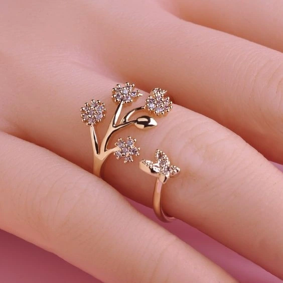 Butterfly micro-set ladies ring