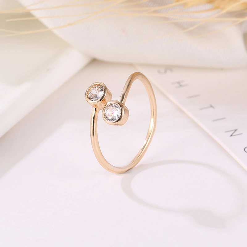 Copper inlaid zircon ring