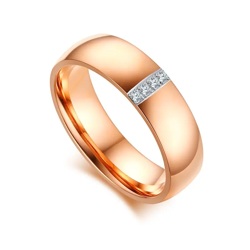 Vacuum plating rose gold couple ring