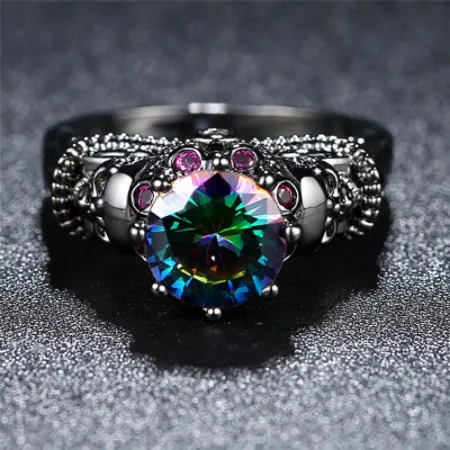 Skull and Diamond Color Ring