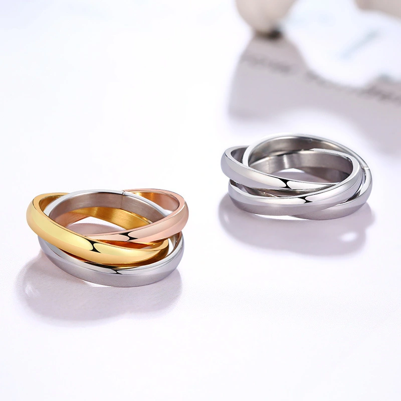 Fashion three-ring three-color female ring