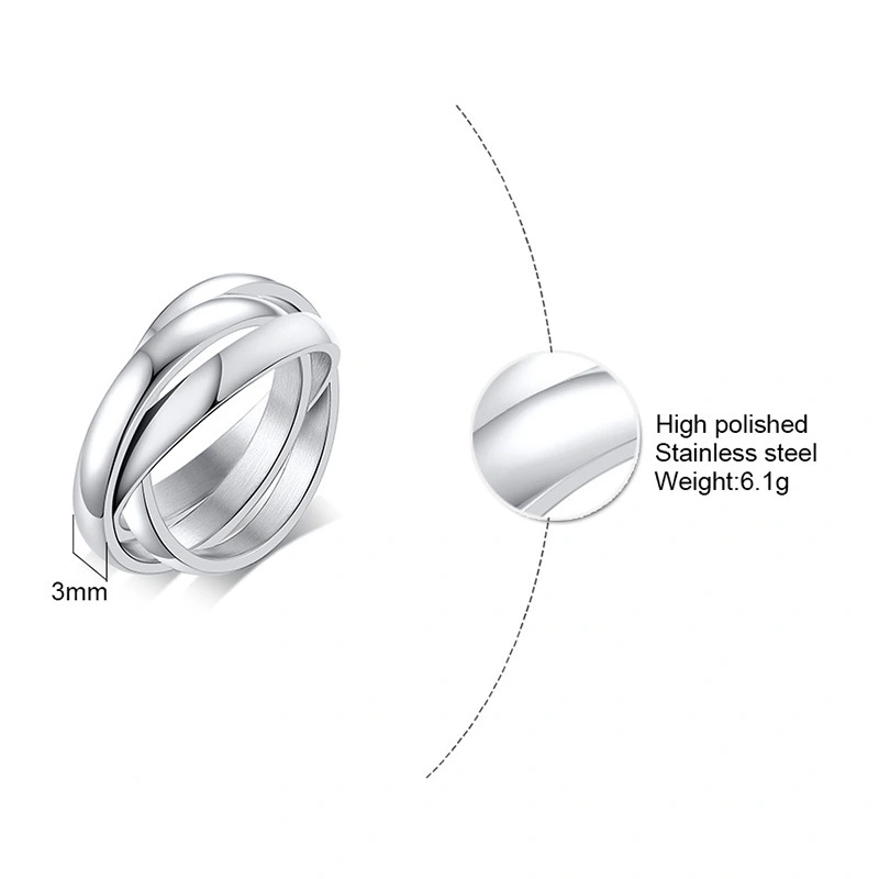 Fashion three-ring three-color female ring