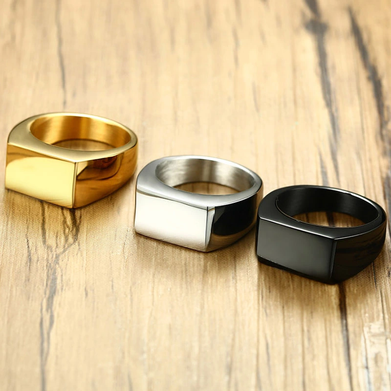 Rectangular glossy titanium steel ring