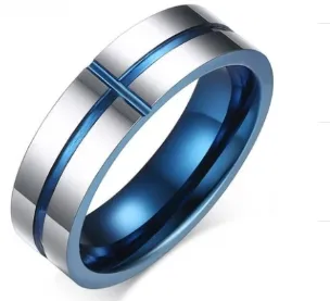 Notched cross men's ring