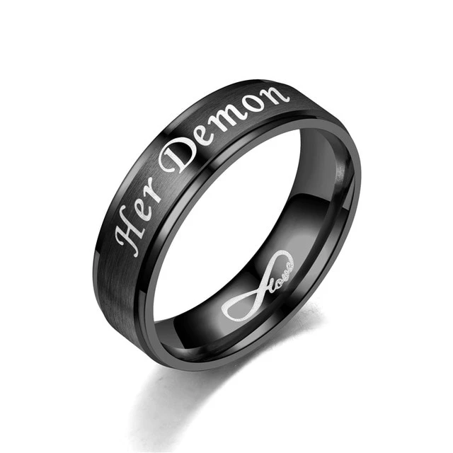 European And American New Couple Titanium Steel Ring, Angel And Devil