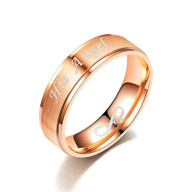 European And American New Couple Titanium Steel Ring, Angel And Devil