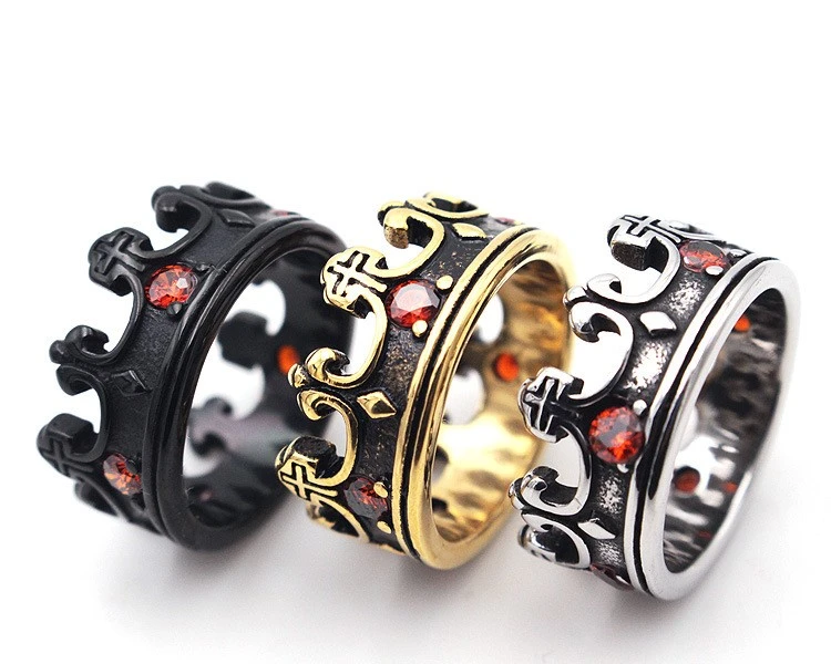 European and American vintage titanium steel ring