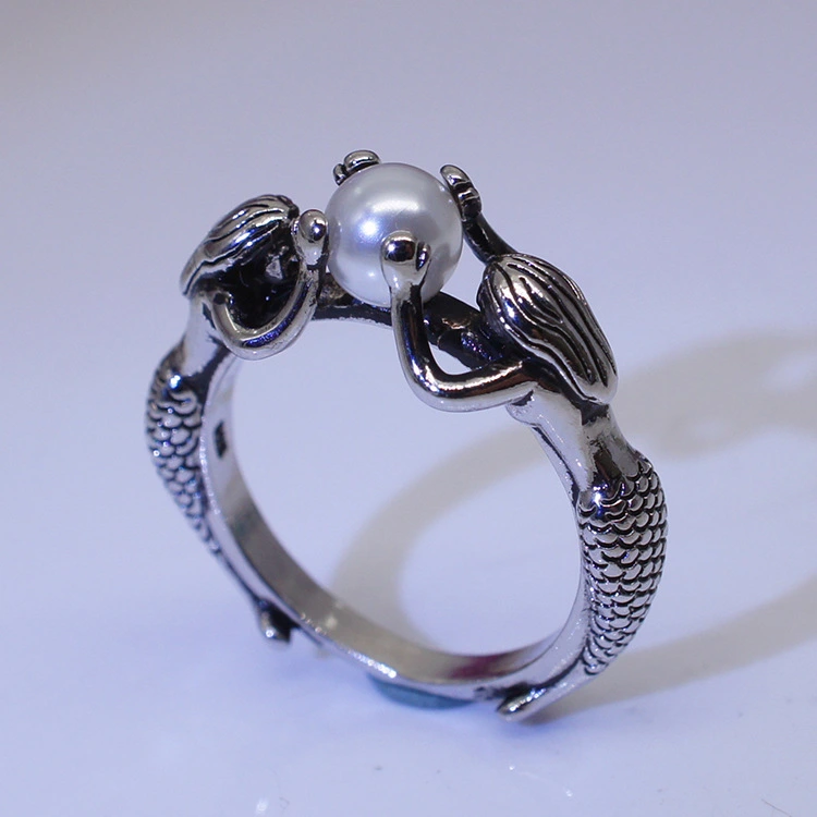 New Mermaid pearl ring topaz ring wholesale