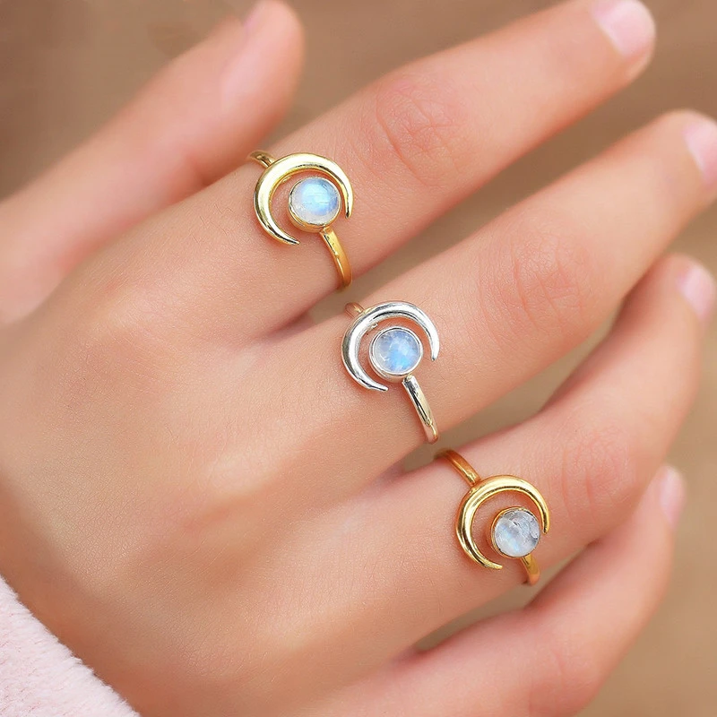 925 silver plated moonstone ring