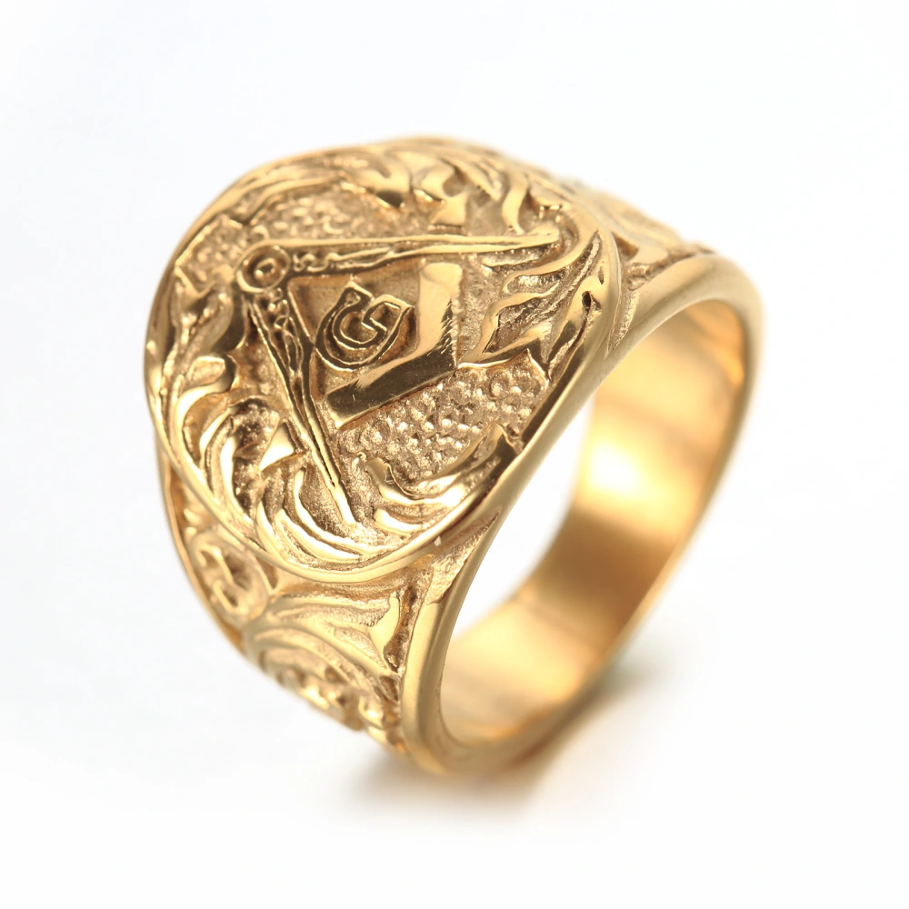 Men's Ring Vintage Masonic Titanium Steel Ring