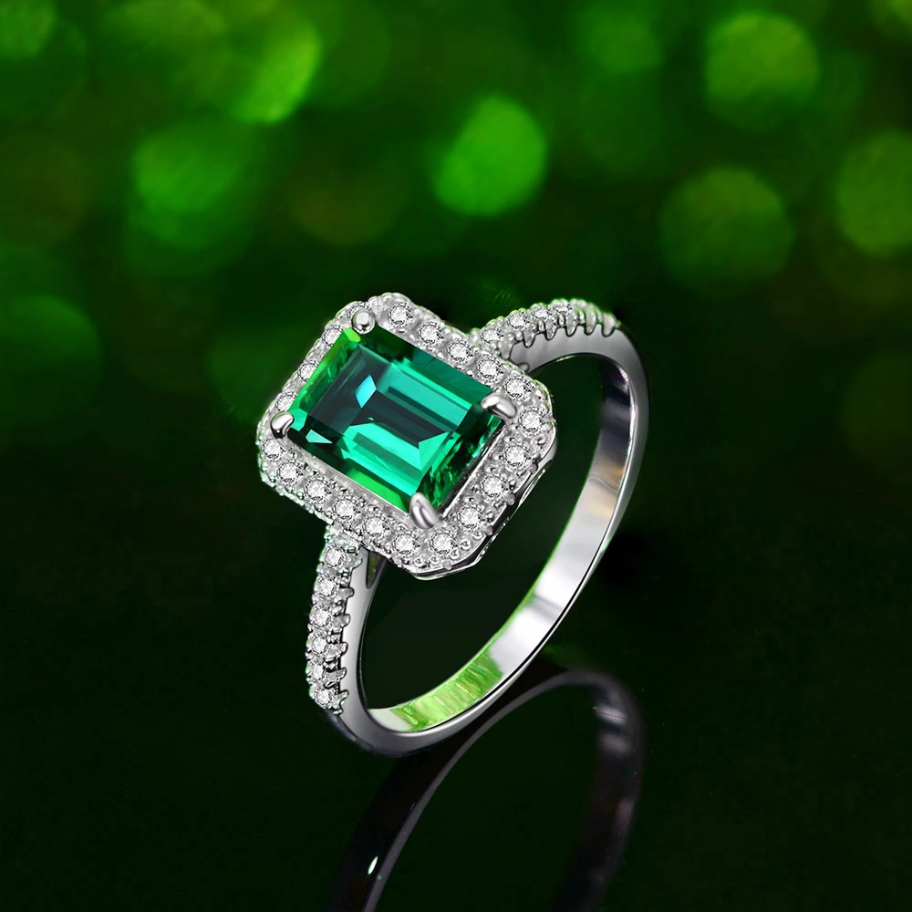 Emerald S925 Sterling Silver Ring Classic Vintage Ring