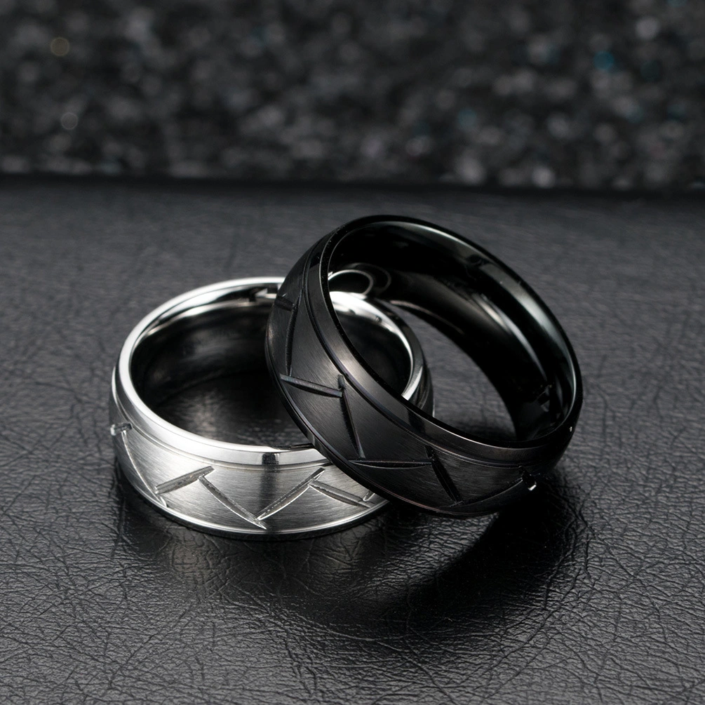 Men's brushed titanium steel ring