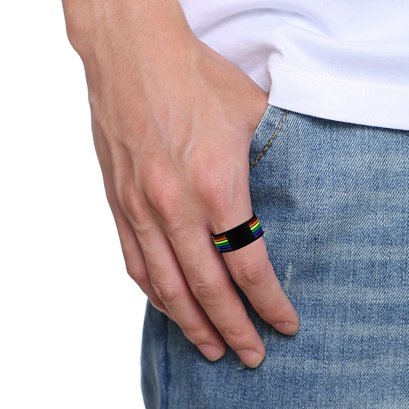 Rainbow stainless steel ring