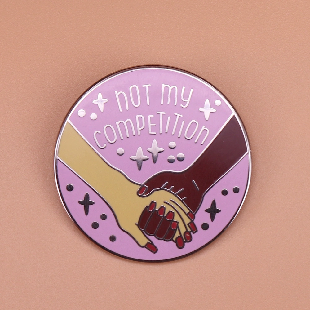 Round Pink Star Badge Girl Power Lapel Pin