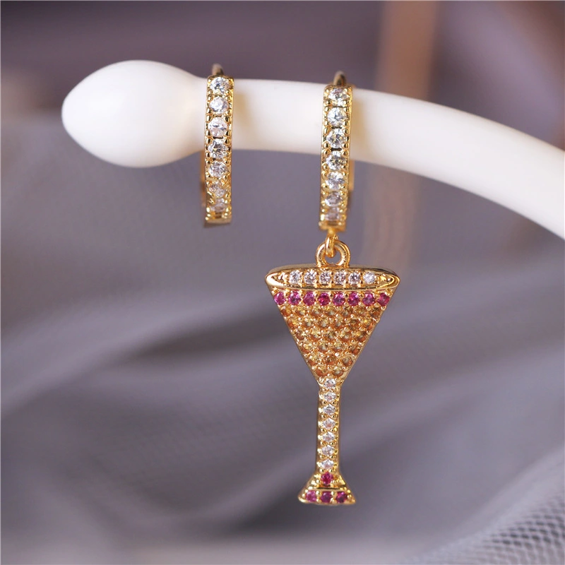 Creative European and American Copper Earrings Electroplated Zircon Earrings