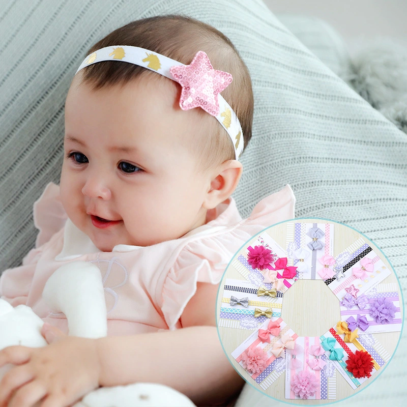 European And American New Headband Combination Bow Baby Hair Accessories Set