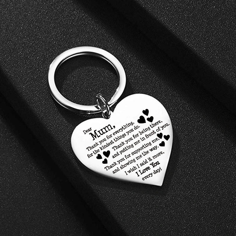 Stainless Steel Peach Heart Keychain Mother's Day Gift Jewelry