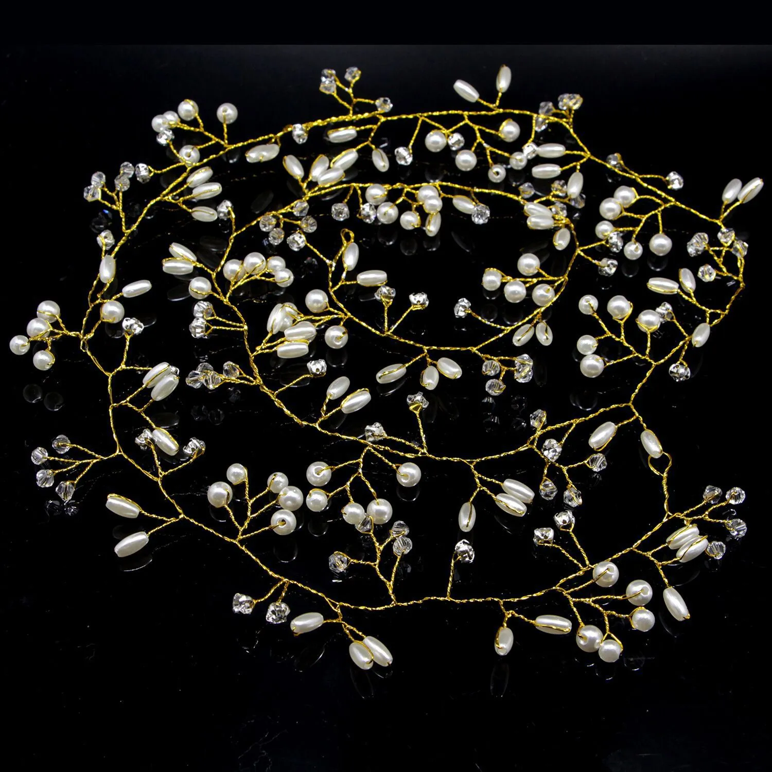 Handmade Crystal Pearl Headband Headdress Wedding Dress Accessories Headband