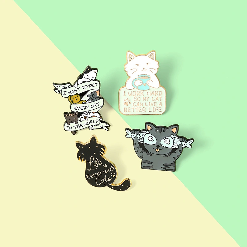There Are Only Fish In The Eyes Of Cats, Cute And Funny Cat Combination Badges, Fashion Small Animal Brooch Accessories