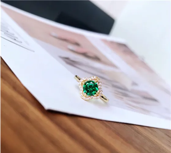 AAA Green Zircon Ring Female Ring 