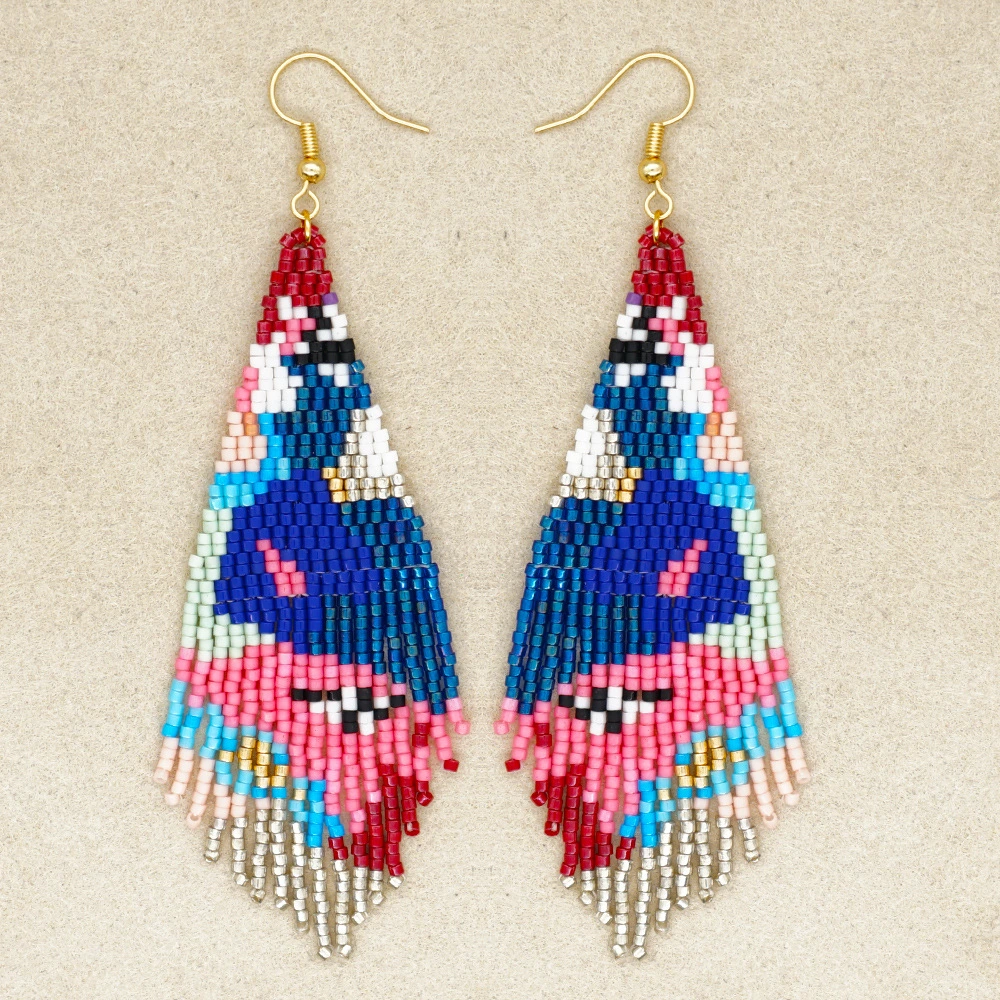 Contrast Color Bohemian Ethnic Style Tassel Earrings