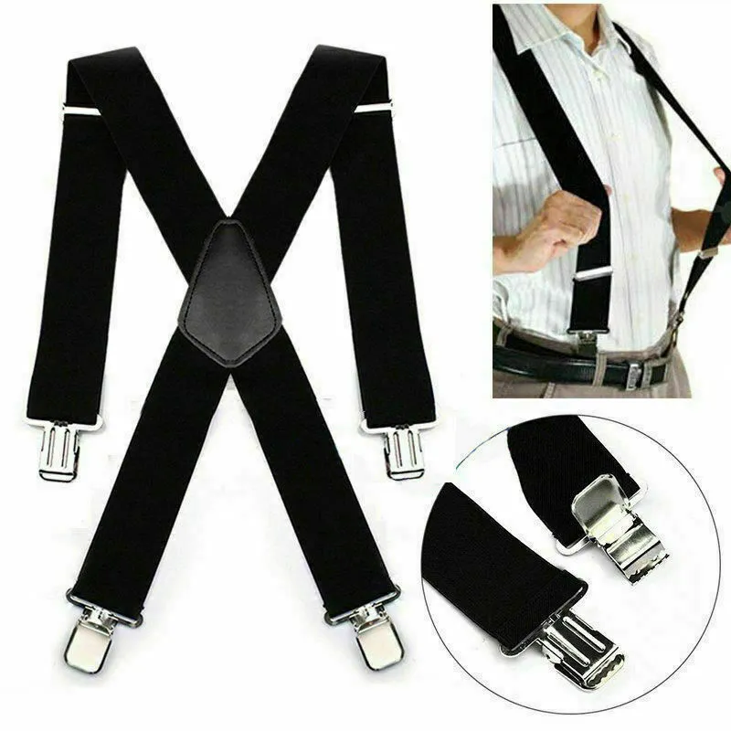 Wide Strap Suspenders Black 50mm Wide And High Elastic Elastic High Quality Suspenders